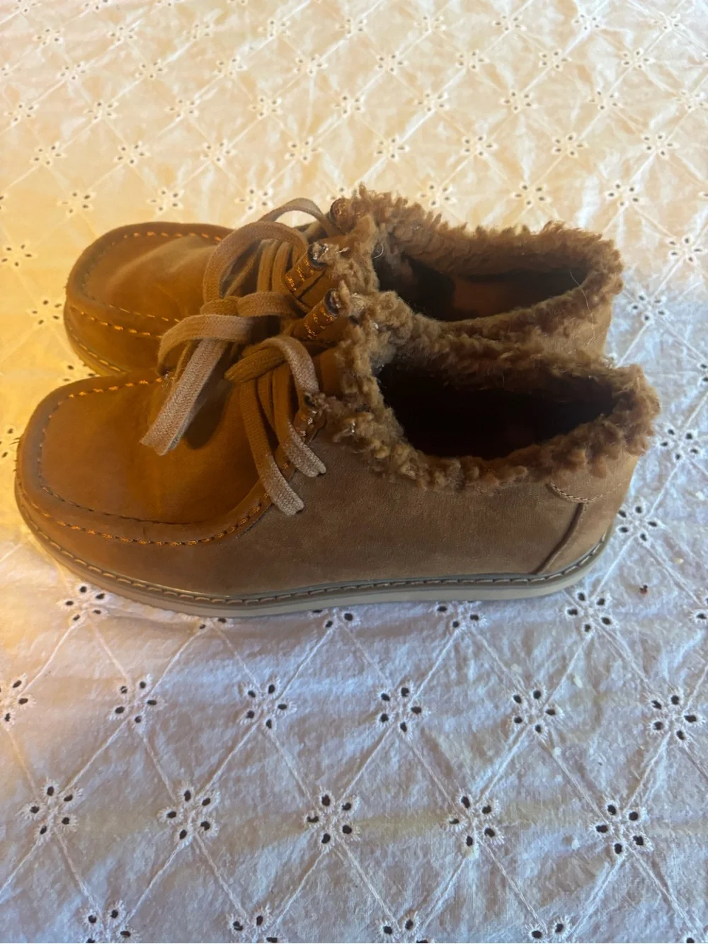 GAP Kids Tan Faux-Suede Fleece-Lined Moccasin Boots